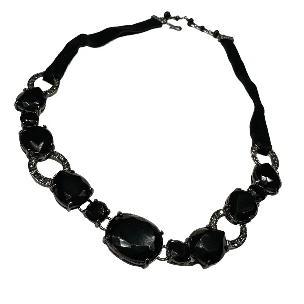 Black Onyx Beaded Crystal Necklace and FREE Earrings
